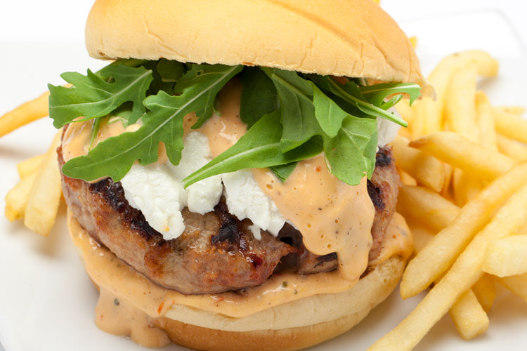 Turkey Burger With Goat Cheese And Arugula
