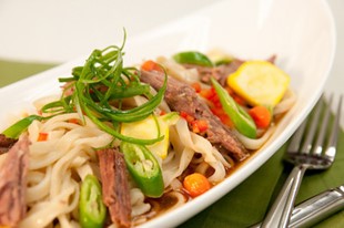 Vietnamese pho noodle soup with tender beef